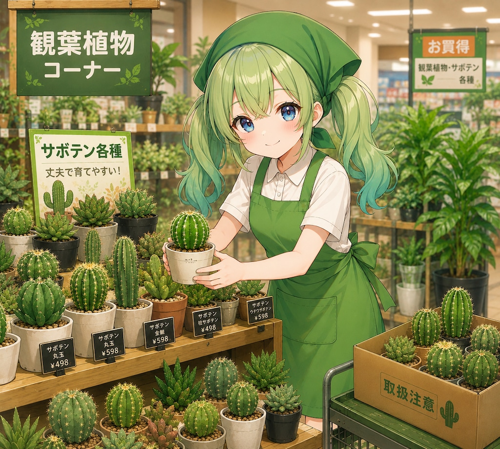 スーパーちちぷいでアルバイトをする若葉ちゃん