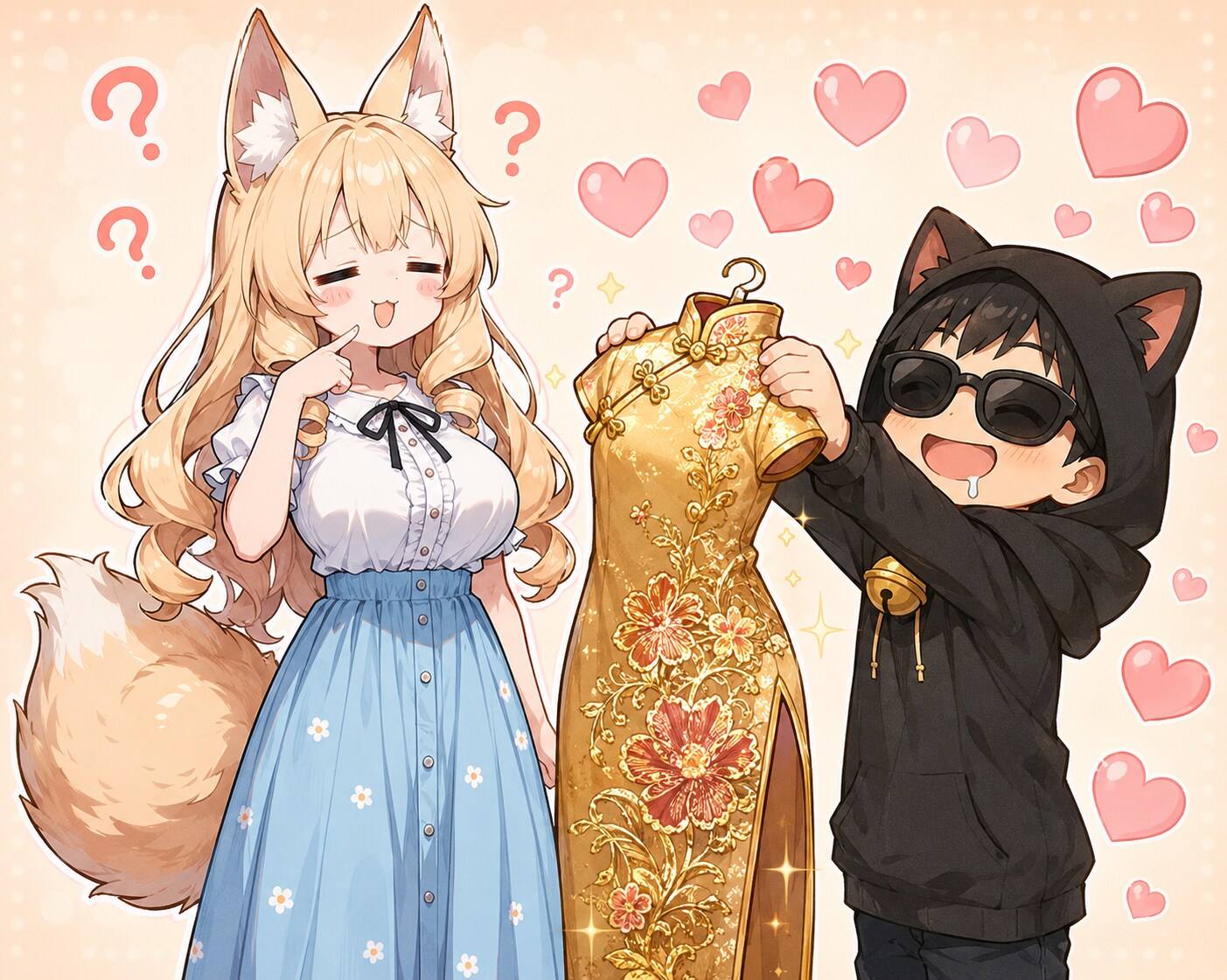 ゆるふわおねえさんに高級チャイナドレスをプレゼントするおぢさん♡ | の人気AIイラスト・グラビア