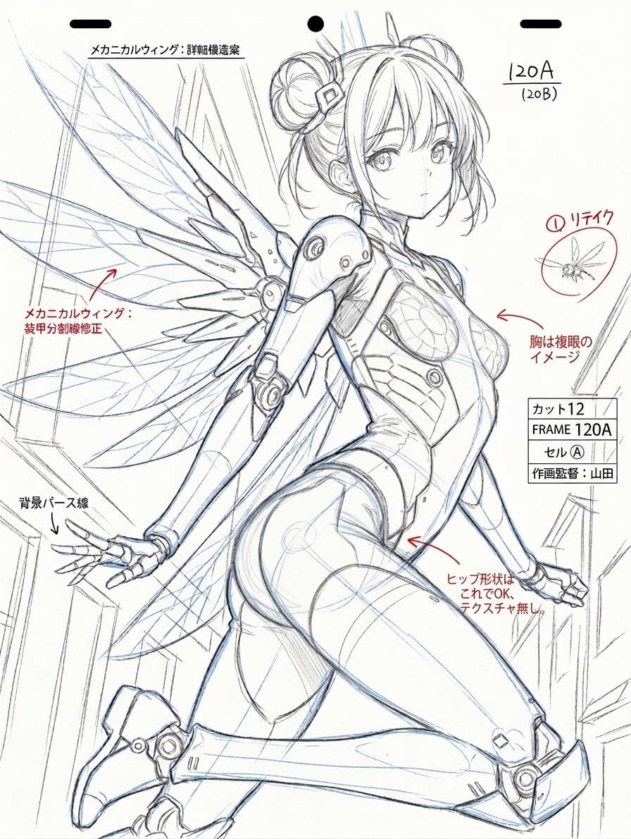 アニメ原画風サイボーグ００４