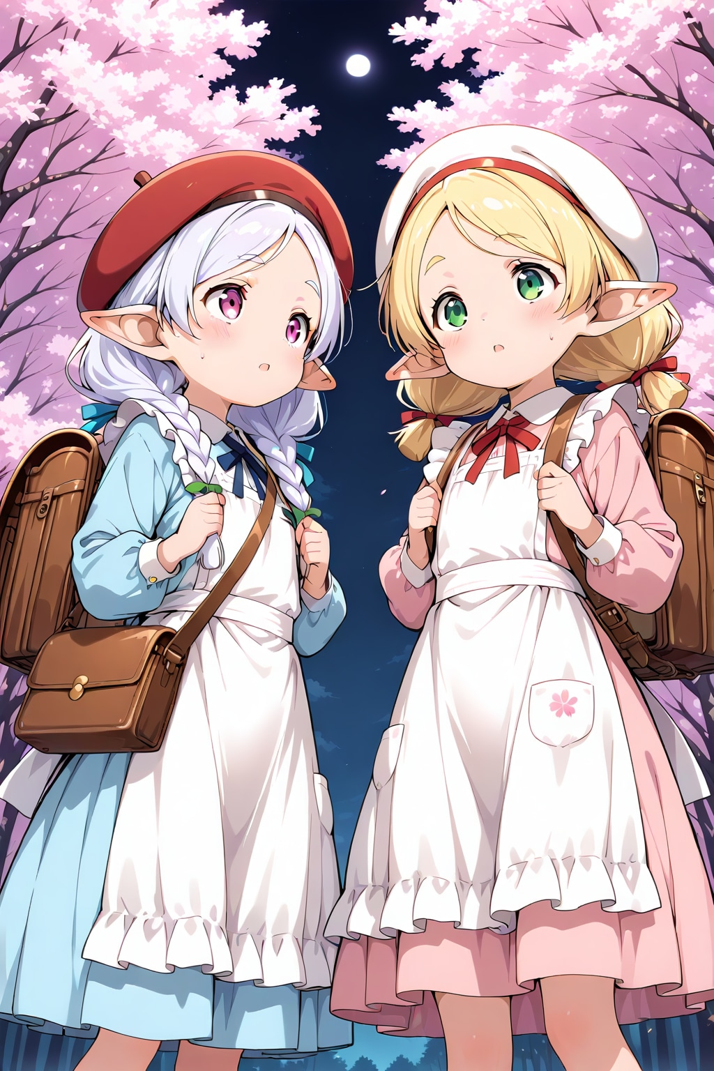 エルフちゃんと夜桜 | の人気AIイラスト・グラビア