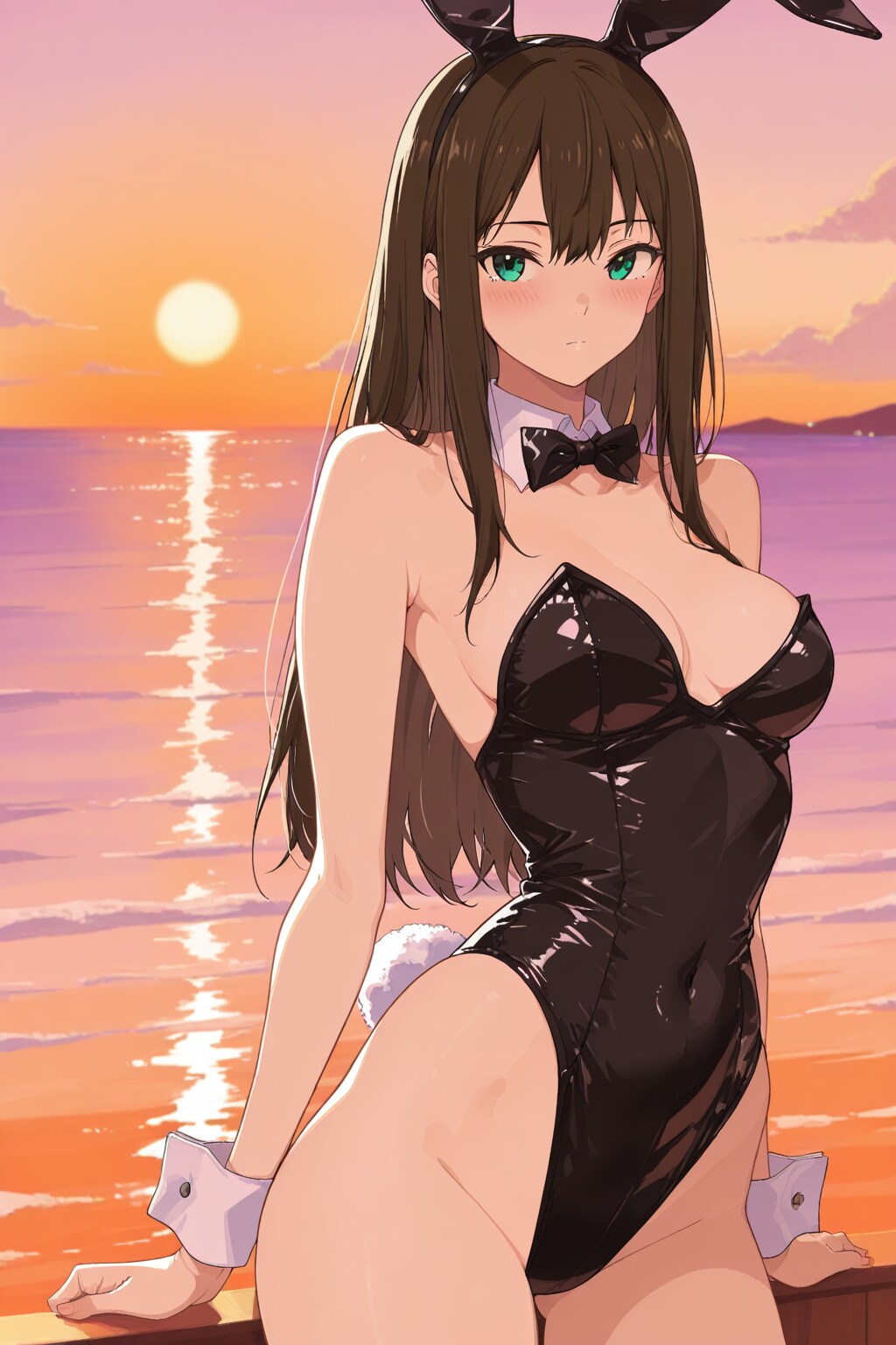 バニーガール衣装のしぶりんと夕陽(ちちぷい版)