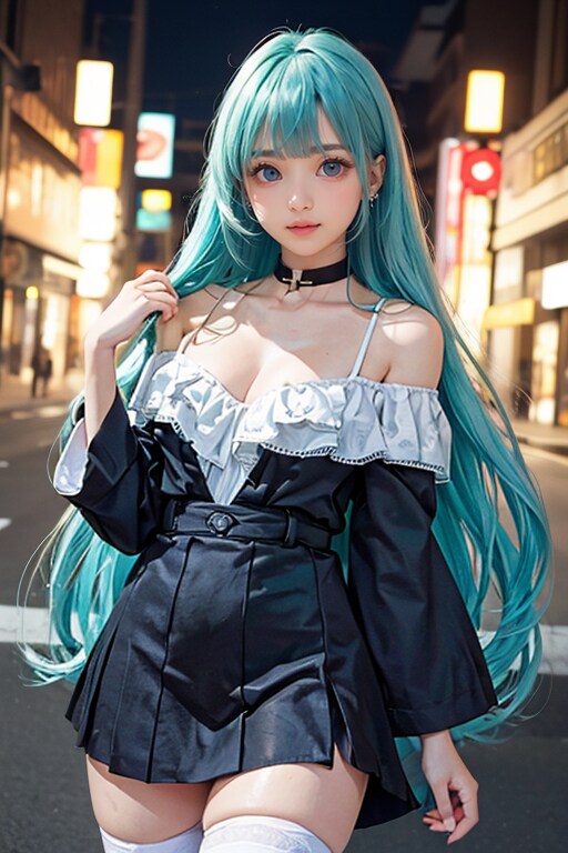 オフショルダー少女 ナイトパーティー1