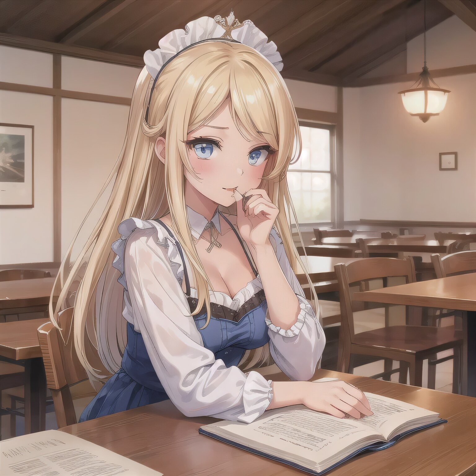 金髪ロングで漫画喫茶の少女９ | の人気AIイラスト・グラビア