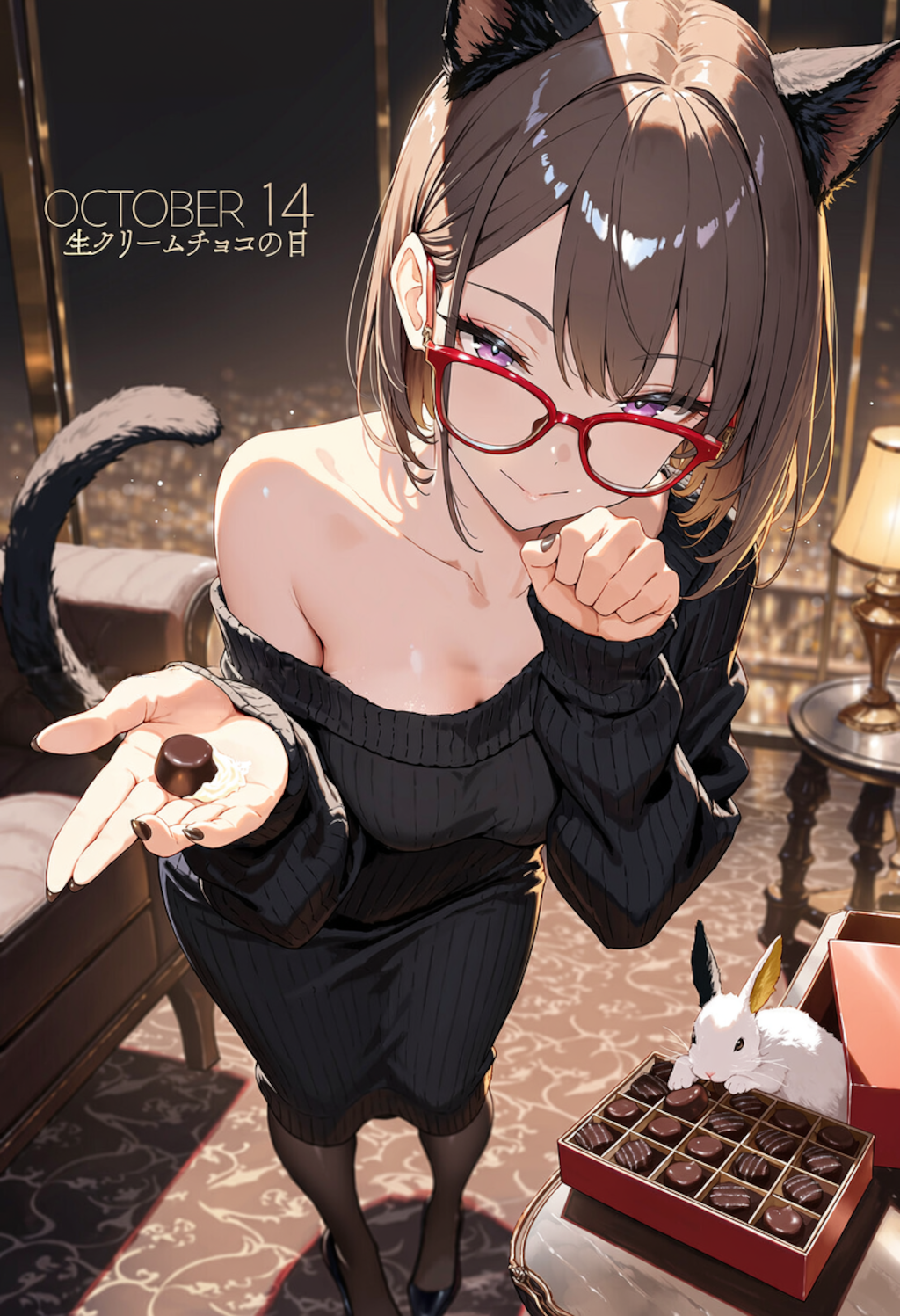 10/14こんばんにゃん「生クリームチョコの日」