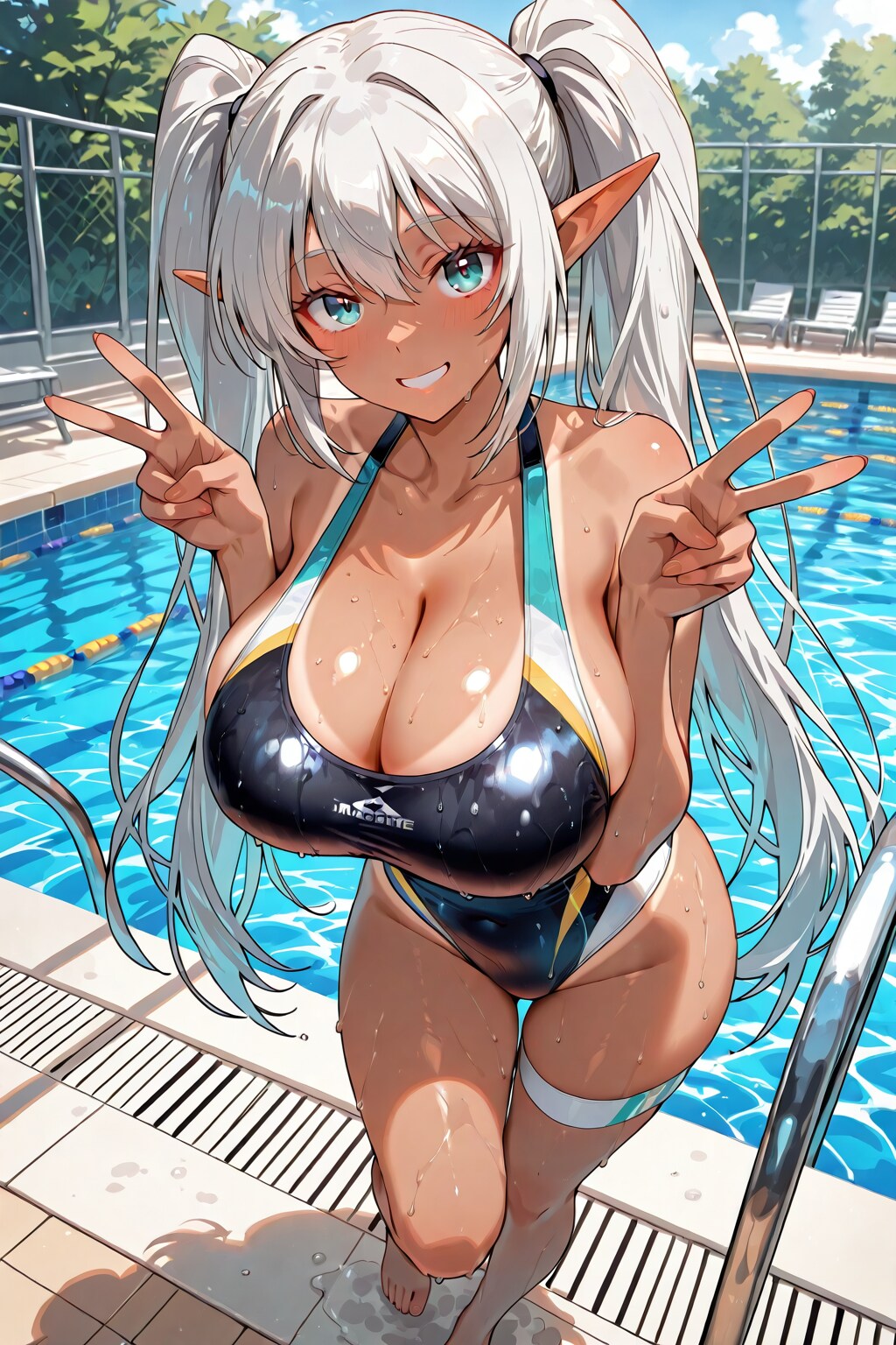 褐色エルフの競泳