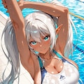 褐色エルフの競泳 2枚目