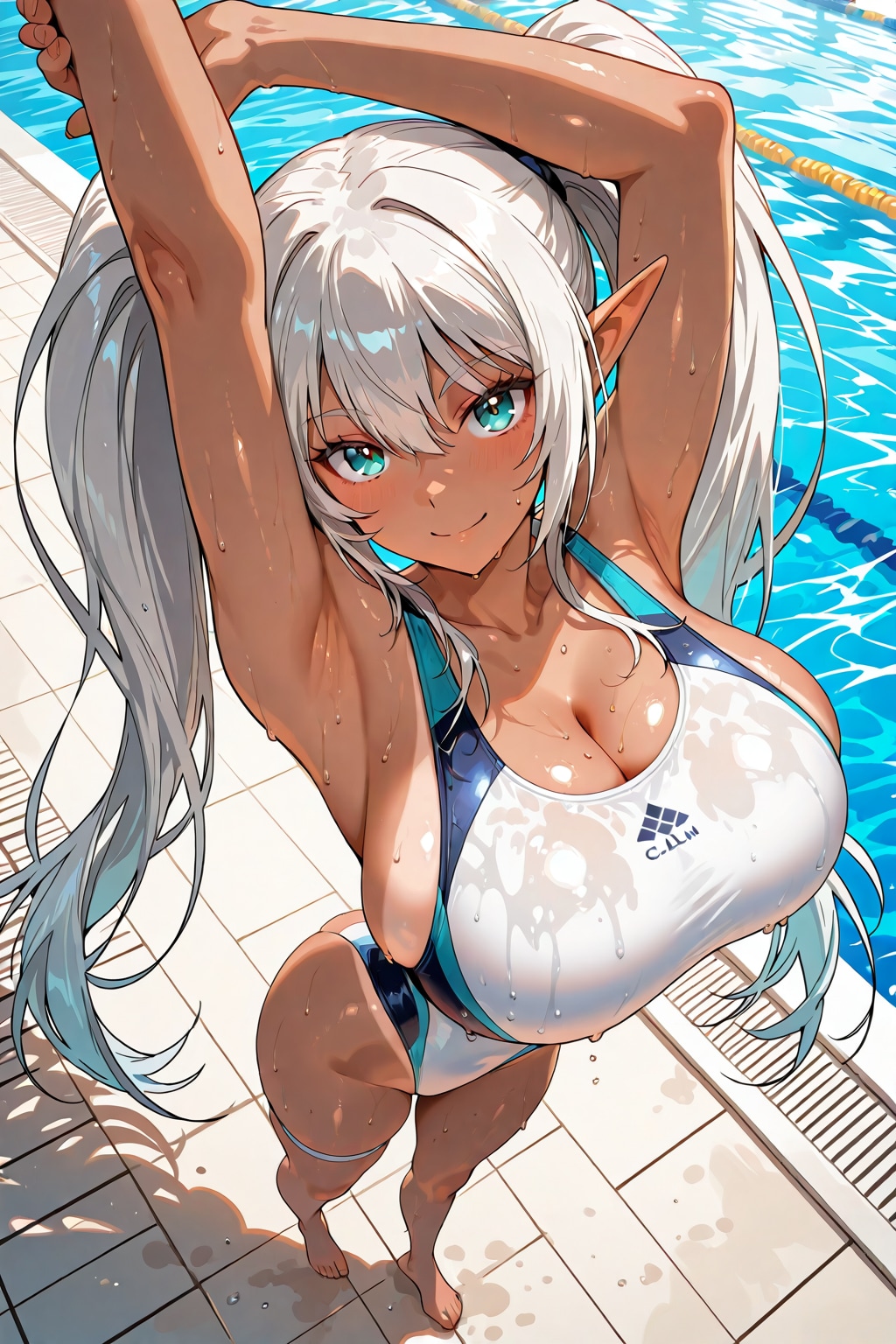 褐色エルフの競泳