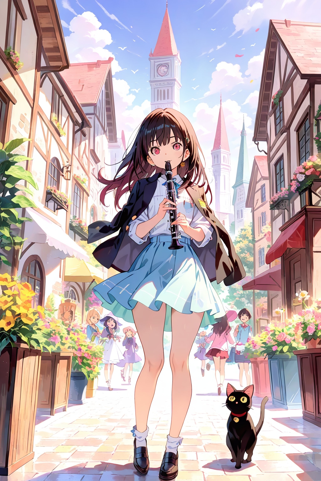 時計塔とクラリネットの魔女 | の人気AIイラスト・グラビア