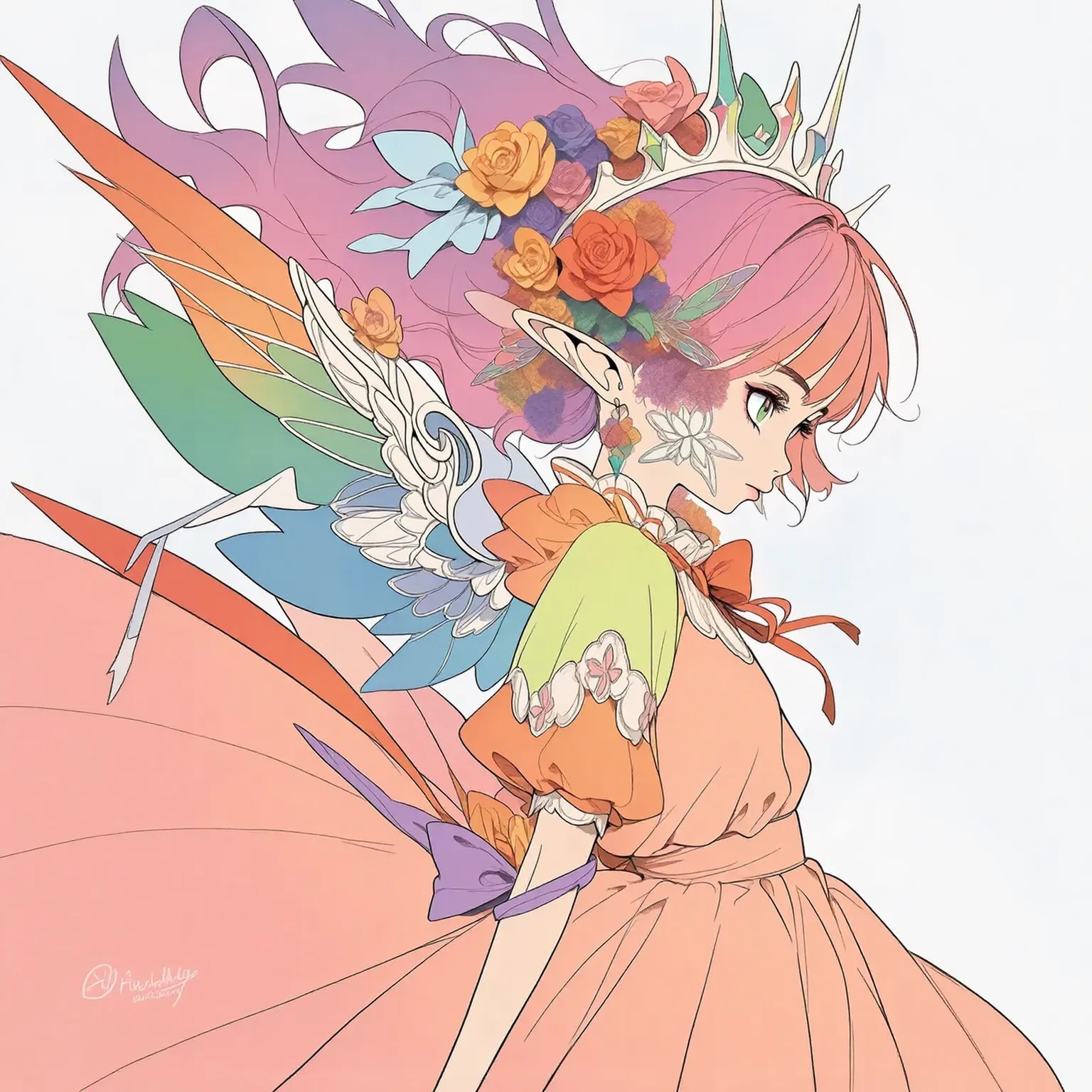 【花と翼】02エルフ | の人気AIイラスト・グラビア