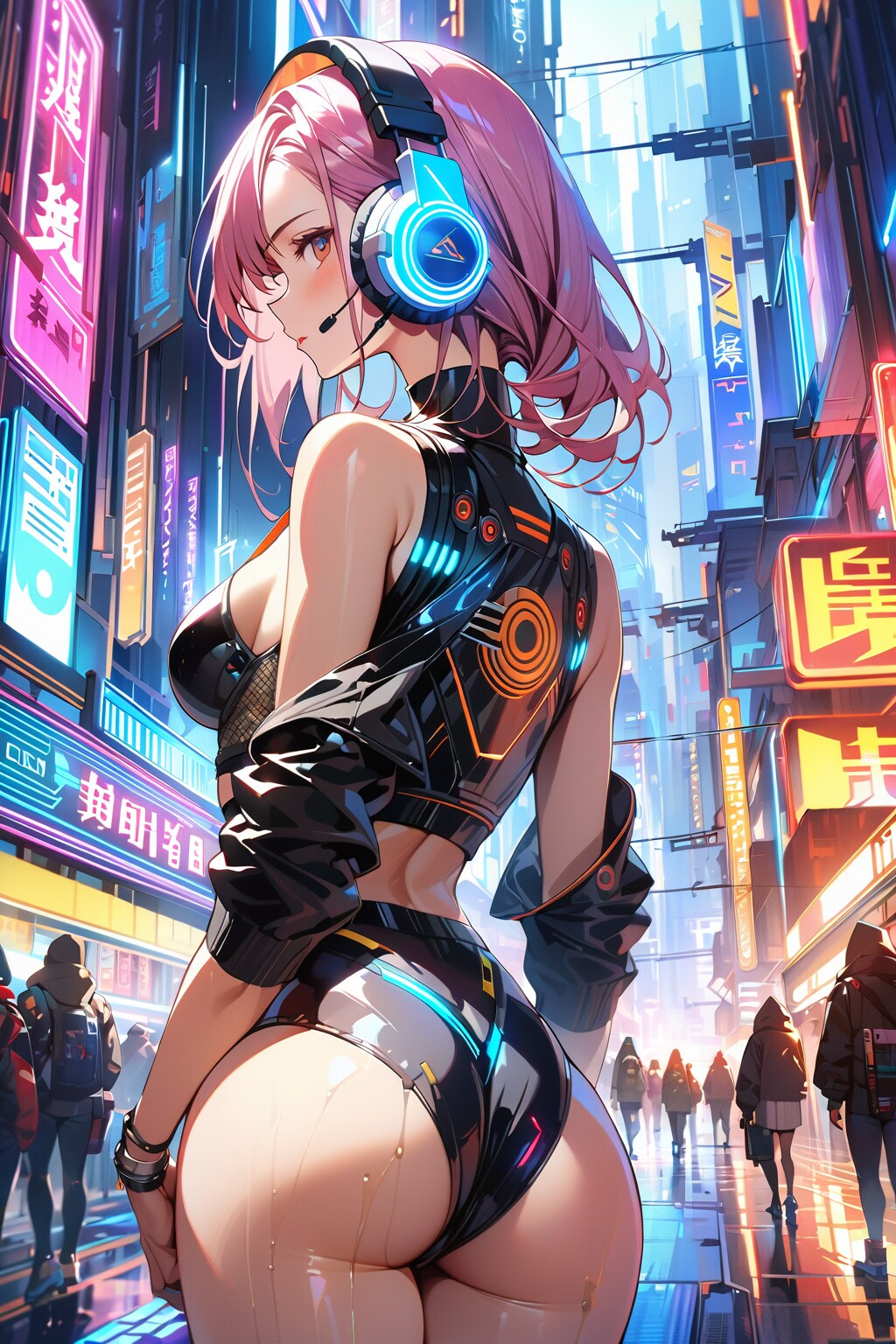 ネオン街に立つサイバーパンク少女 | の人気AIイラスト・グラビア