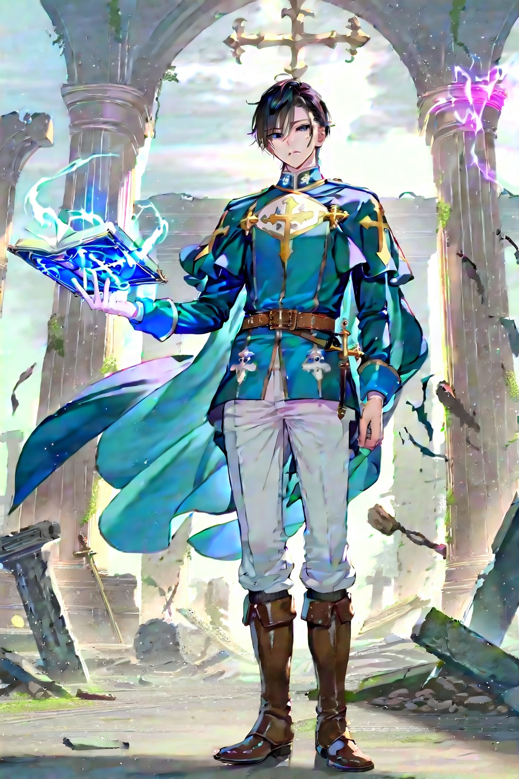 古代遺跡の前で、大柄な男性魔術師1-1-1-1-1-3 | の人気AIイラスト・グラビア