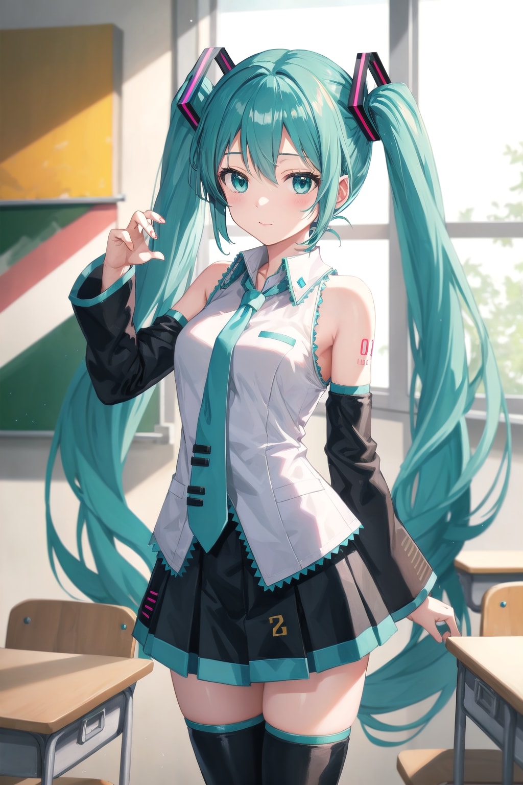 教室にたたずむミク