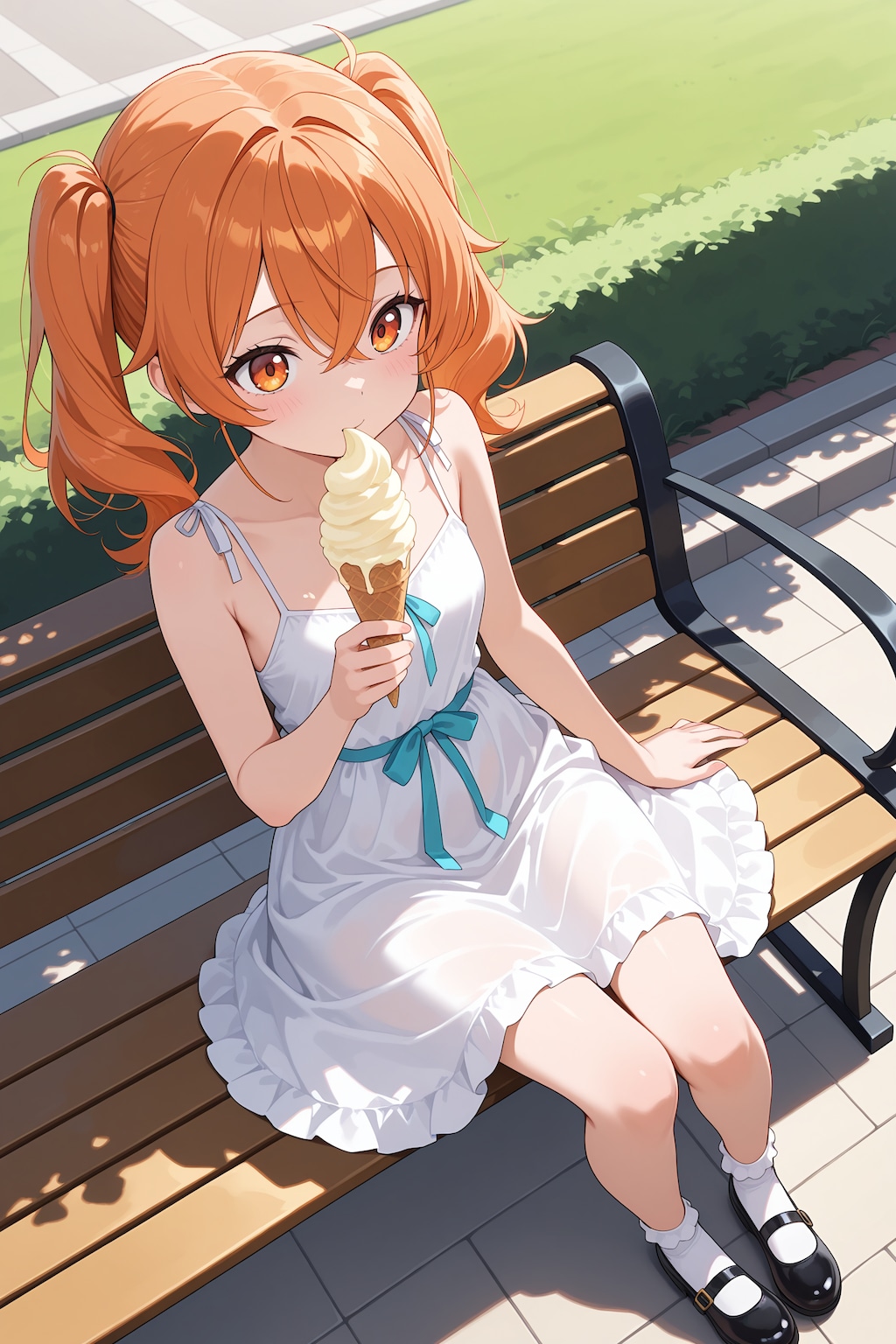 アイスを食べる少女