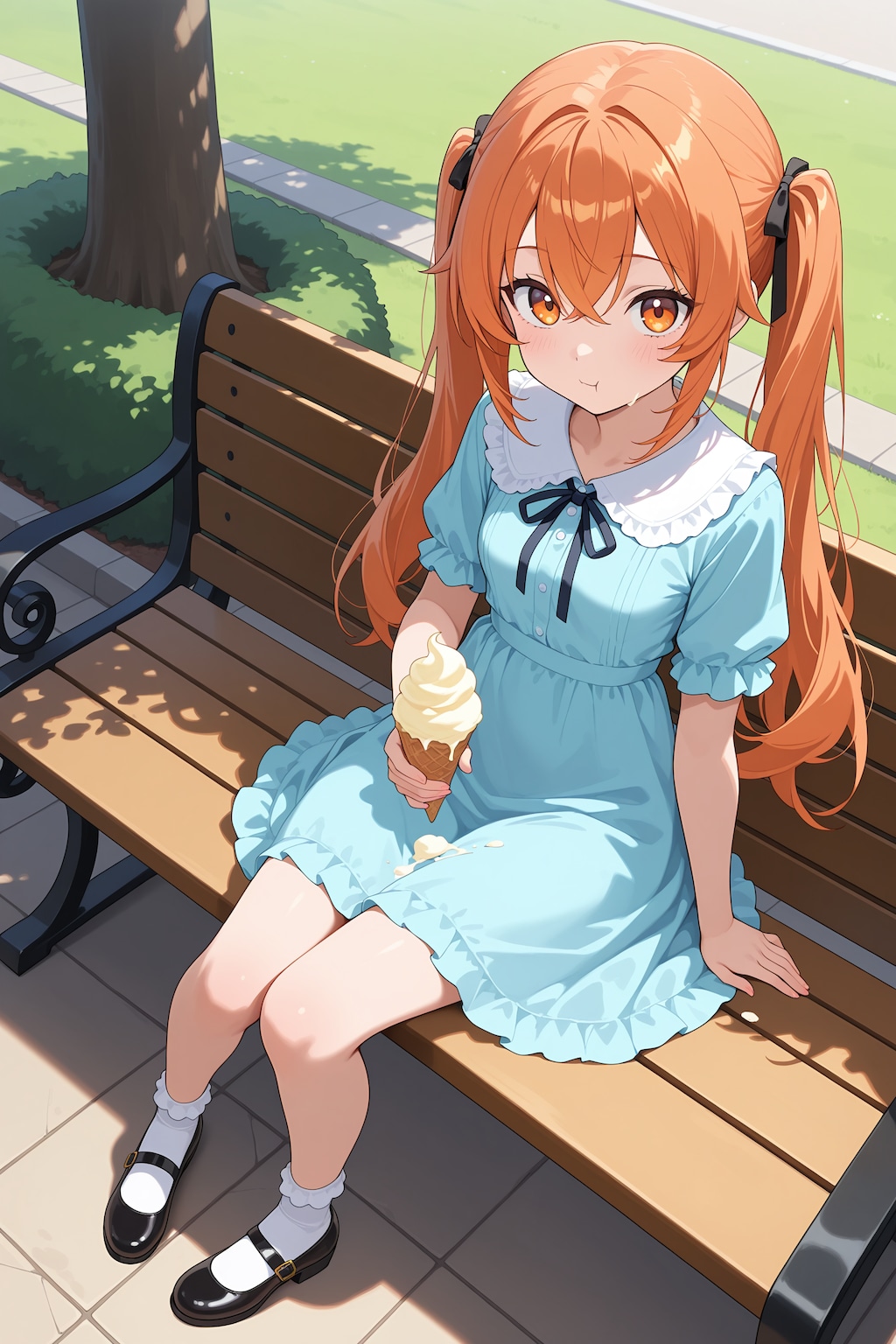 アイスを食べる少女