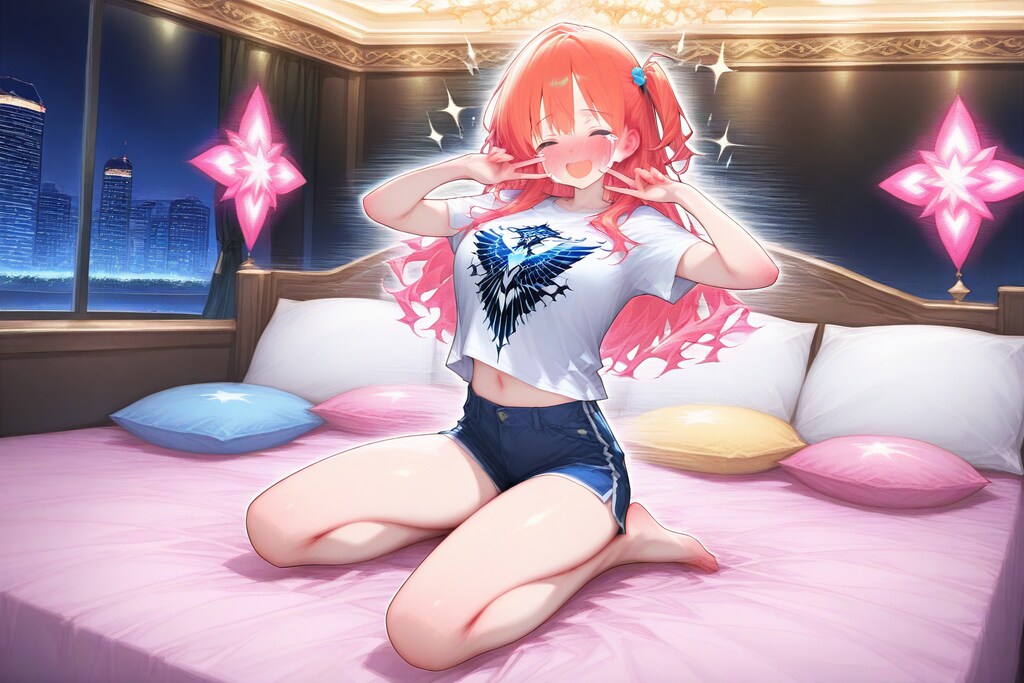 初！憧れの大きなベッド；；パシャリ