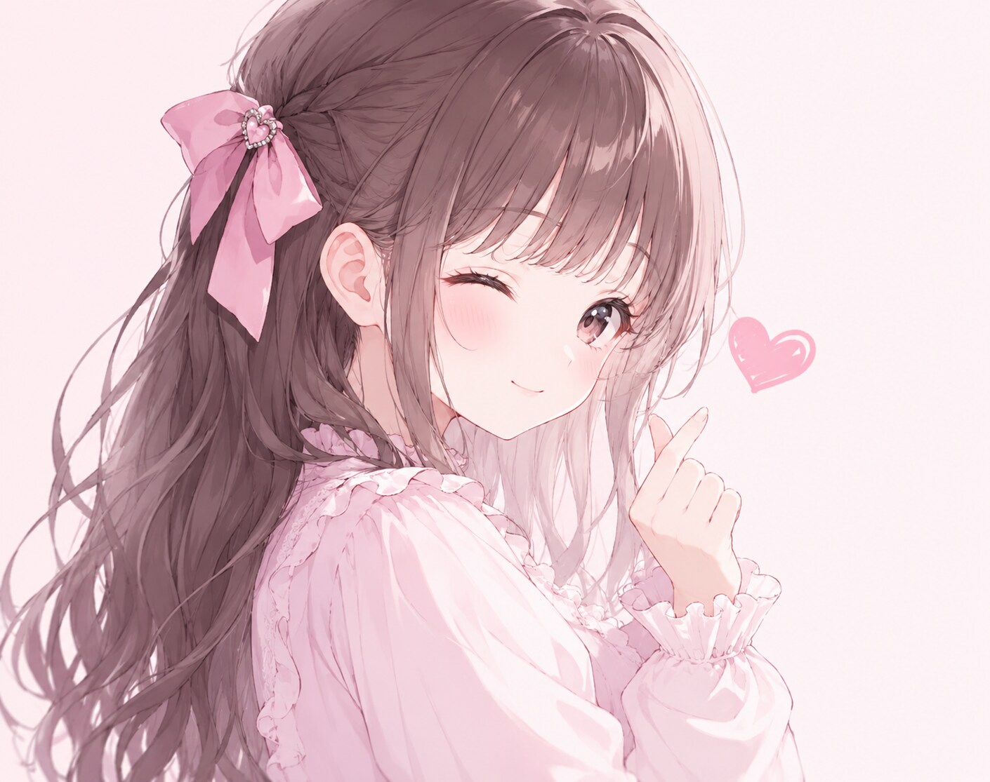 ウインク&フィンガーハート💓