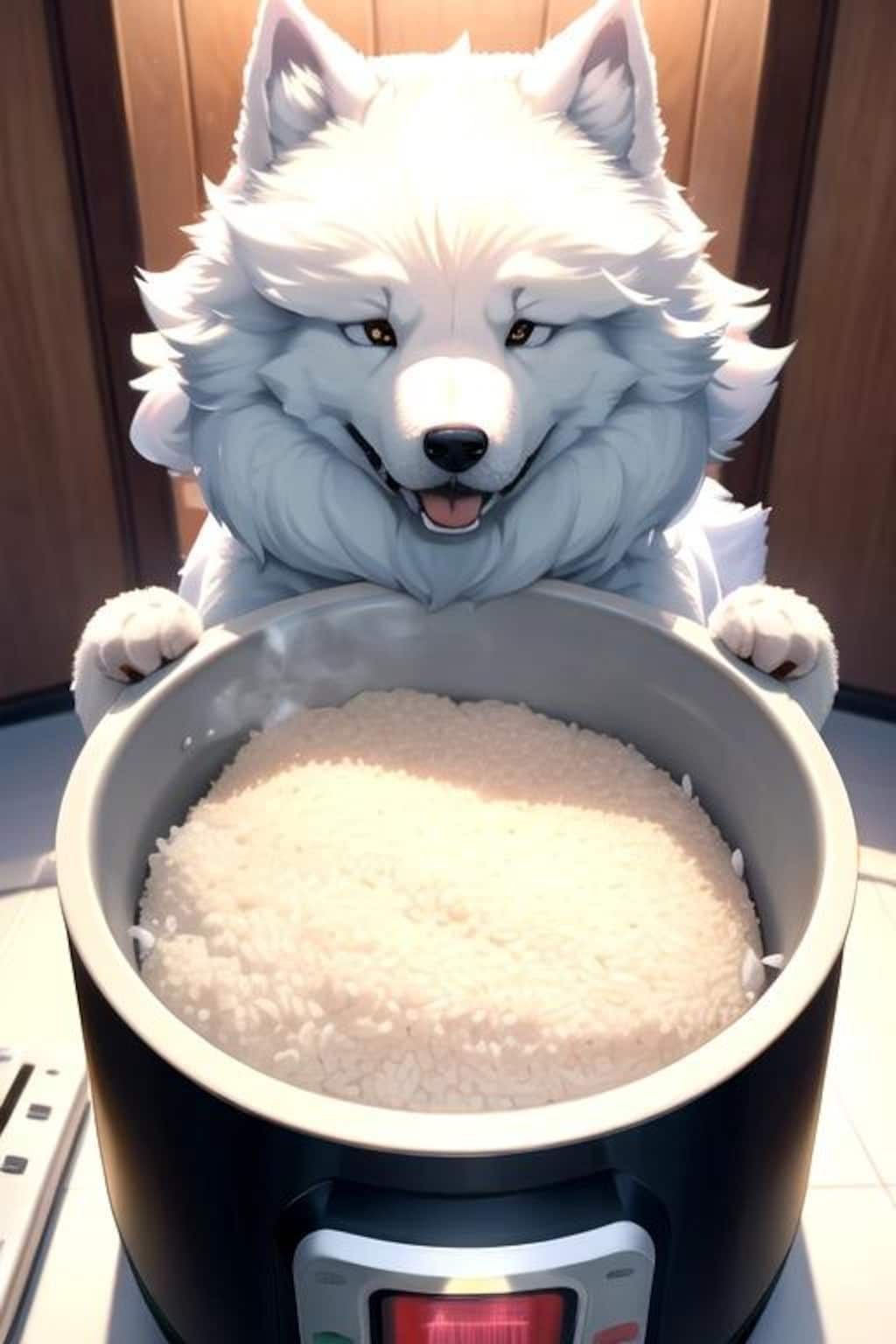 炊飯器×サモエド
