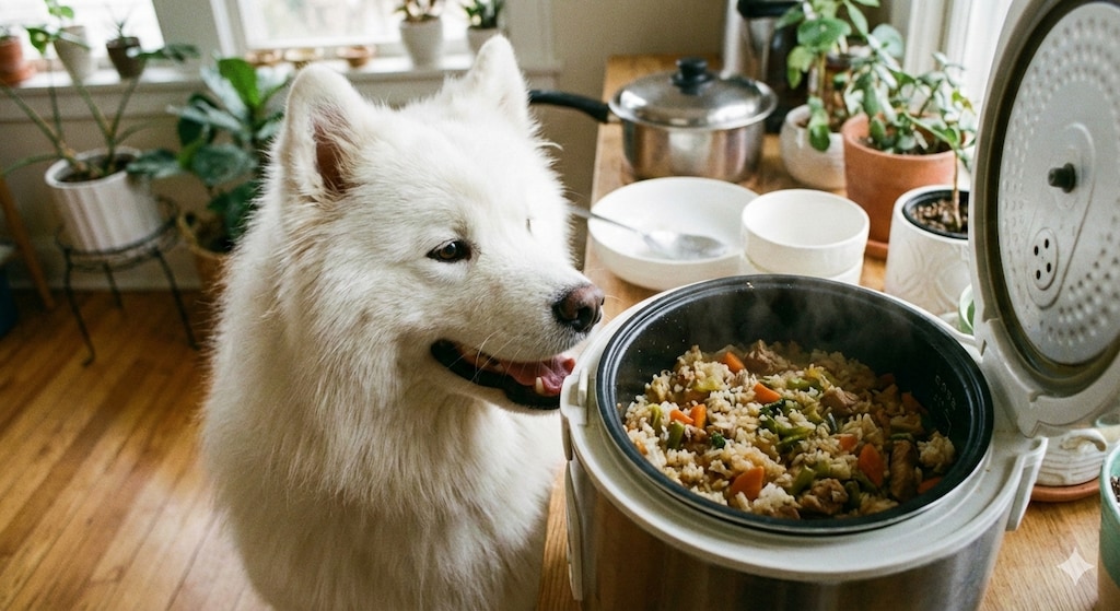 炊飯器×サモエド