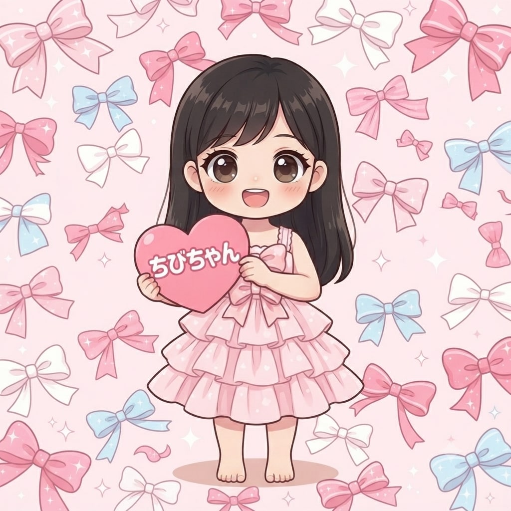 ネームプレートを持つちびちゃん🎀