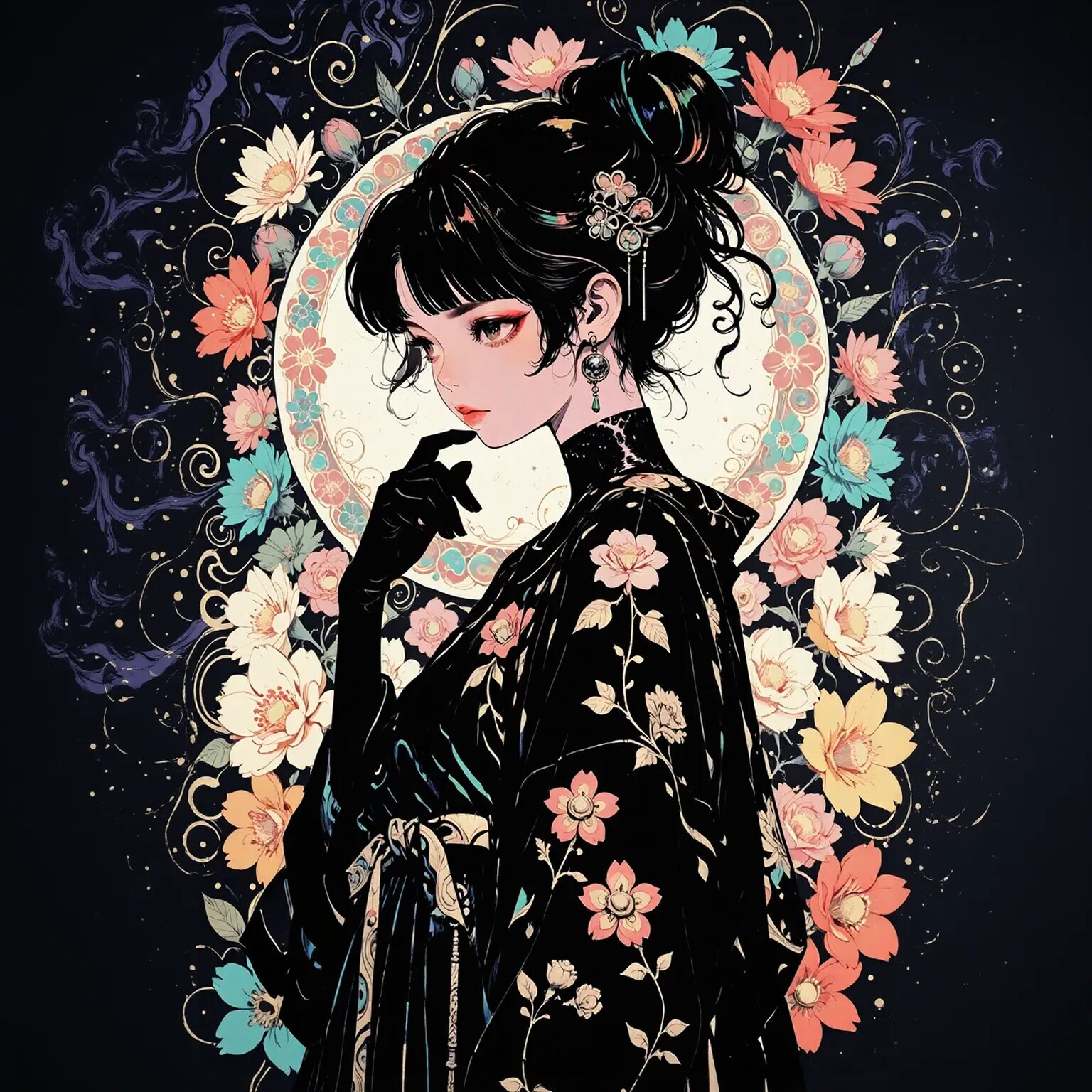 着物ブラック | の人気AIイラスト・グラビア