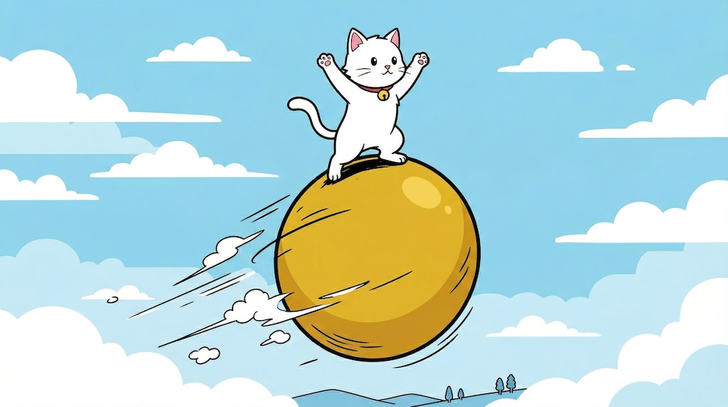 キンタマに乗って飛ぶただのねこ