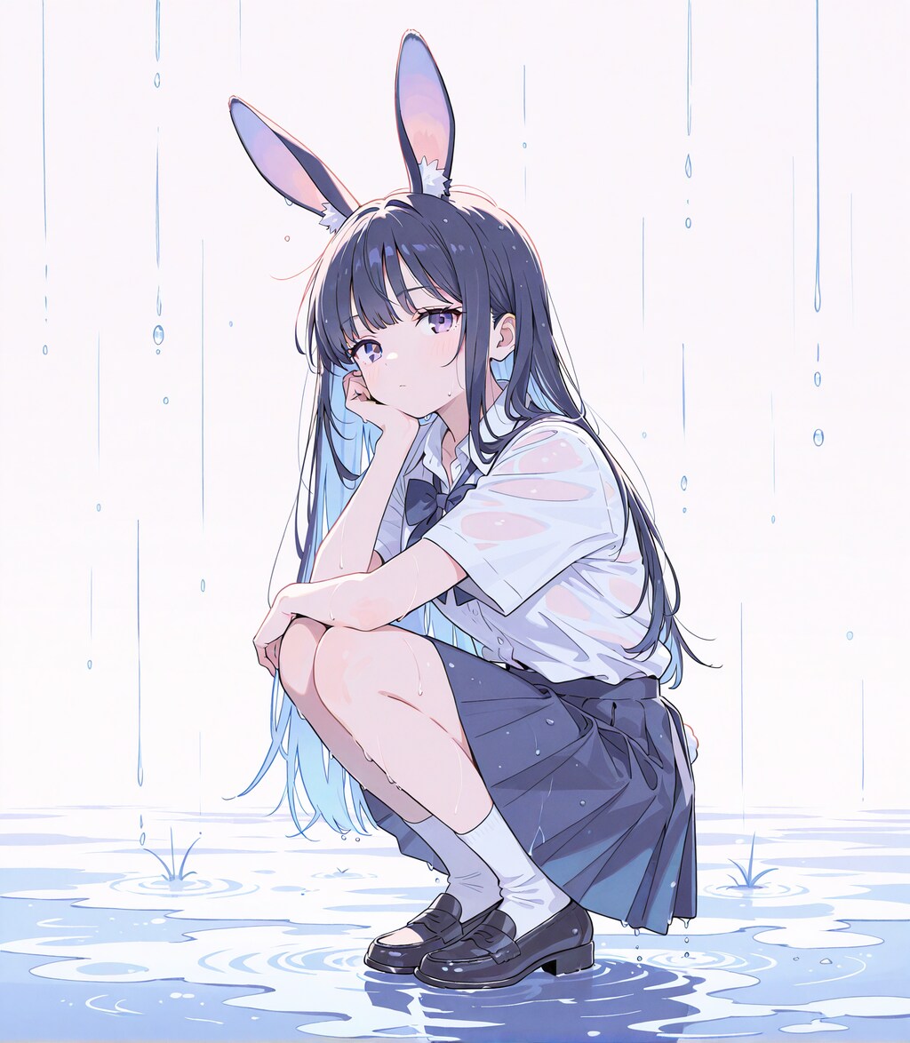 雨に濡れる🐇🐇