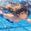 夏休みの学校プール 2枚目