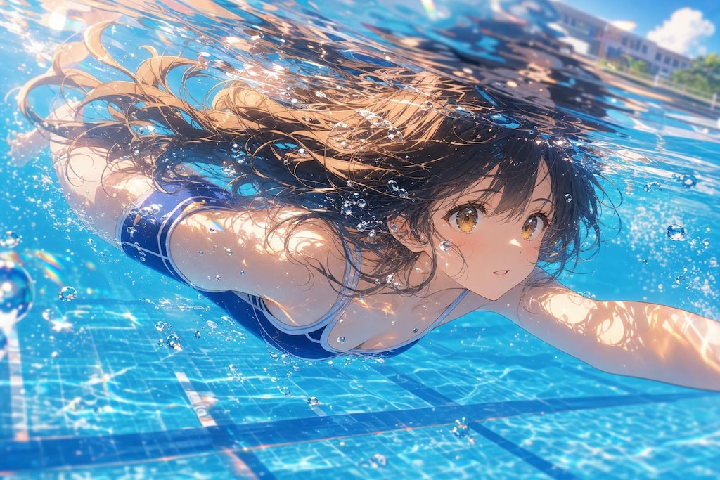 夏休みの学校プール