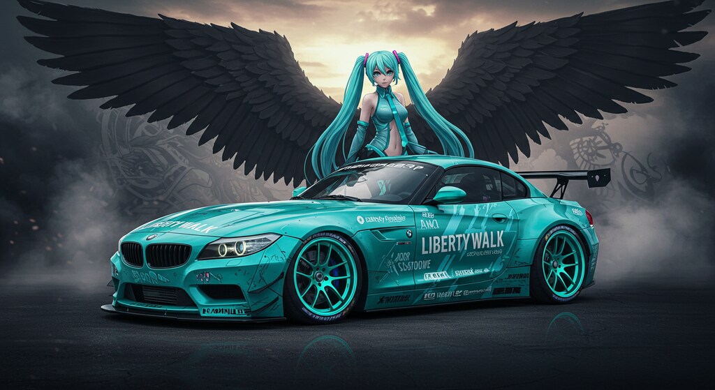 初音ミクとリバティーウォークBMWZ4のドリ車