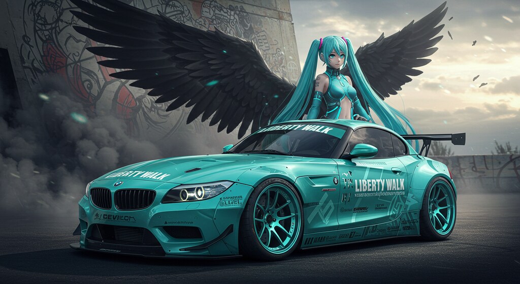 初音ミクとリバティーウォークBMWZ4のドリ車