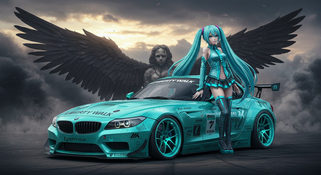 初音ミクとリバティーウォークBMWZ4のドリ車