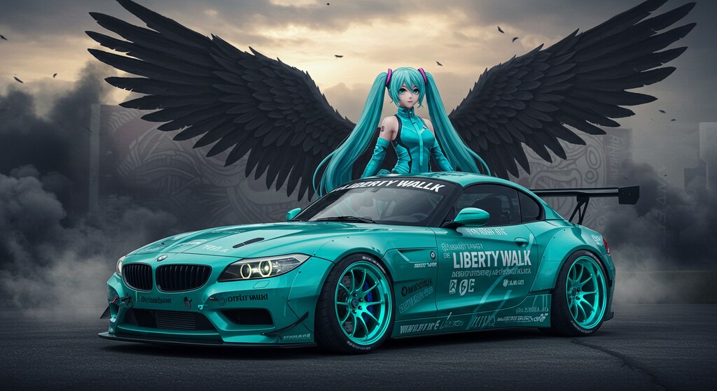 初音ミクとリバティーウォークBMWZ4のドリ車
