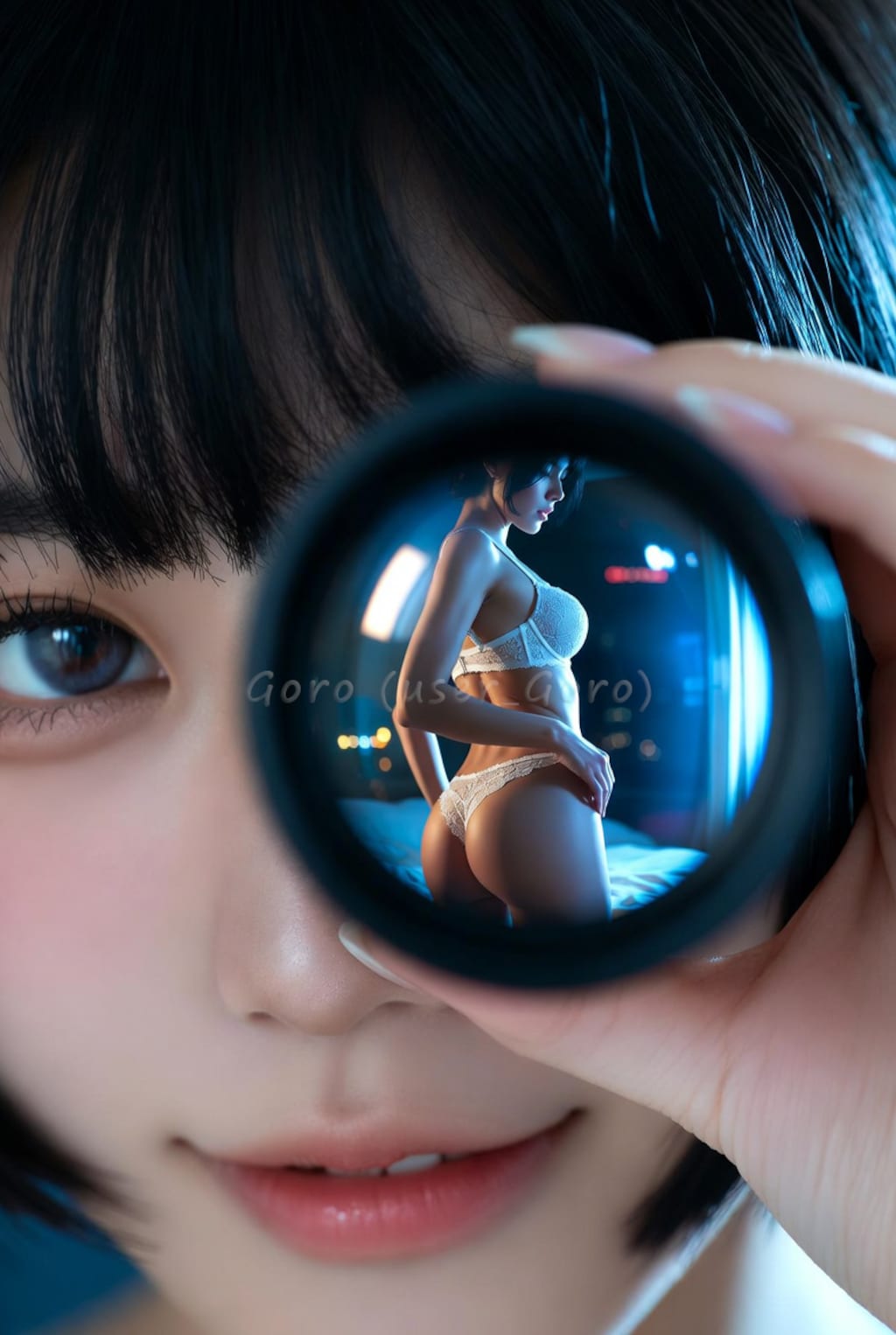 単眼鏡越しの向かいの部屋の着替え