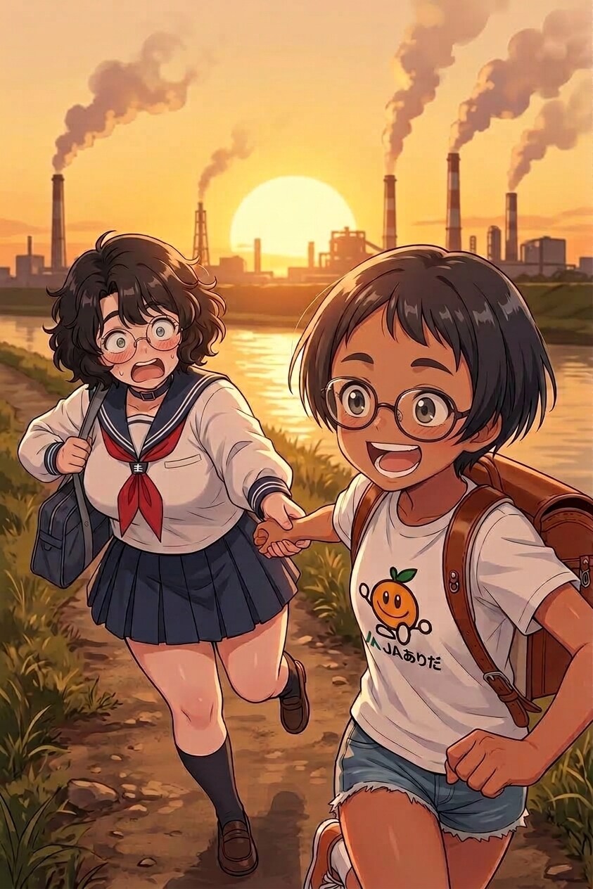 工場のある町の姉妹② | の人気AIイラスト・グラビア