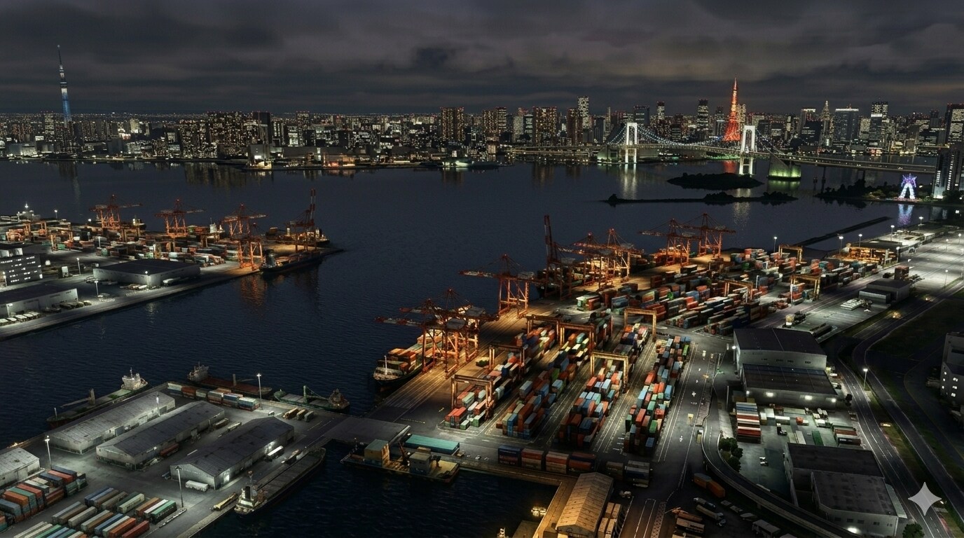 Landing at Tokyo International Airport