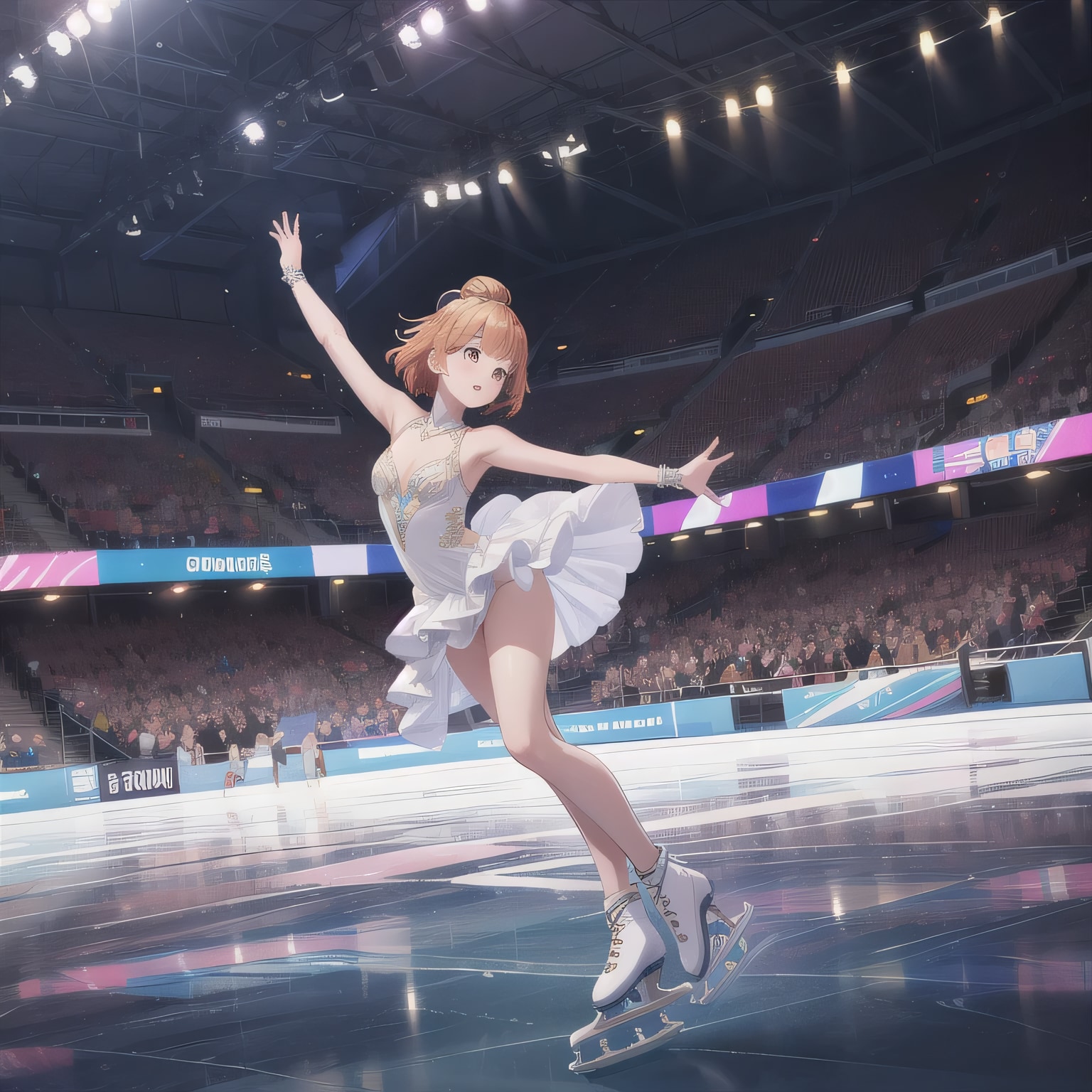 茶髪シニヨンでフィギュアの少女 | の人気AIイラスト・グラビア