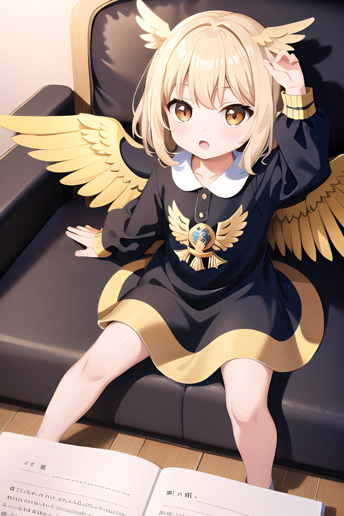 グリフォン娘に勉強教わってる