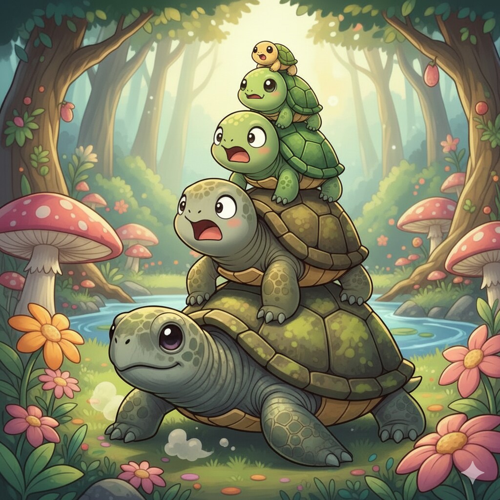 親亀の上に子亀を載せて～♪