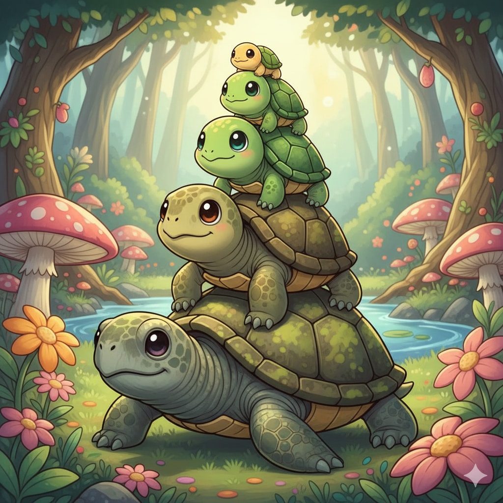 親亀の上に子亀を載せて～♪