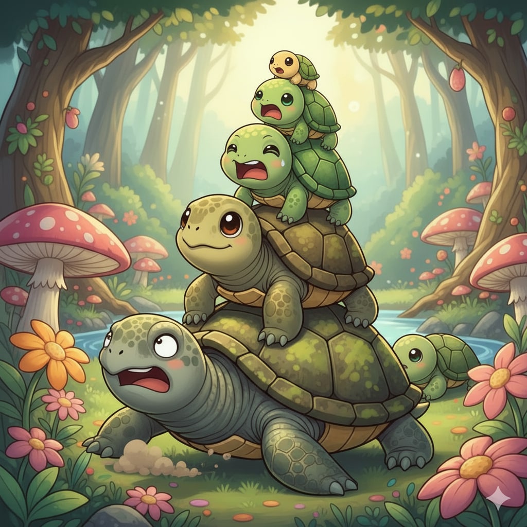 親亀の上に子亀を載せて～♪