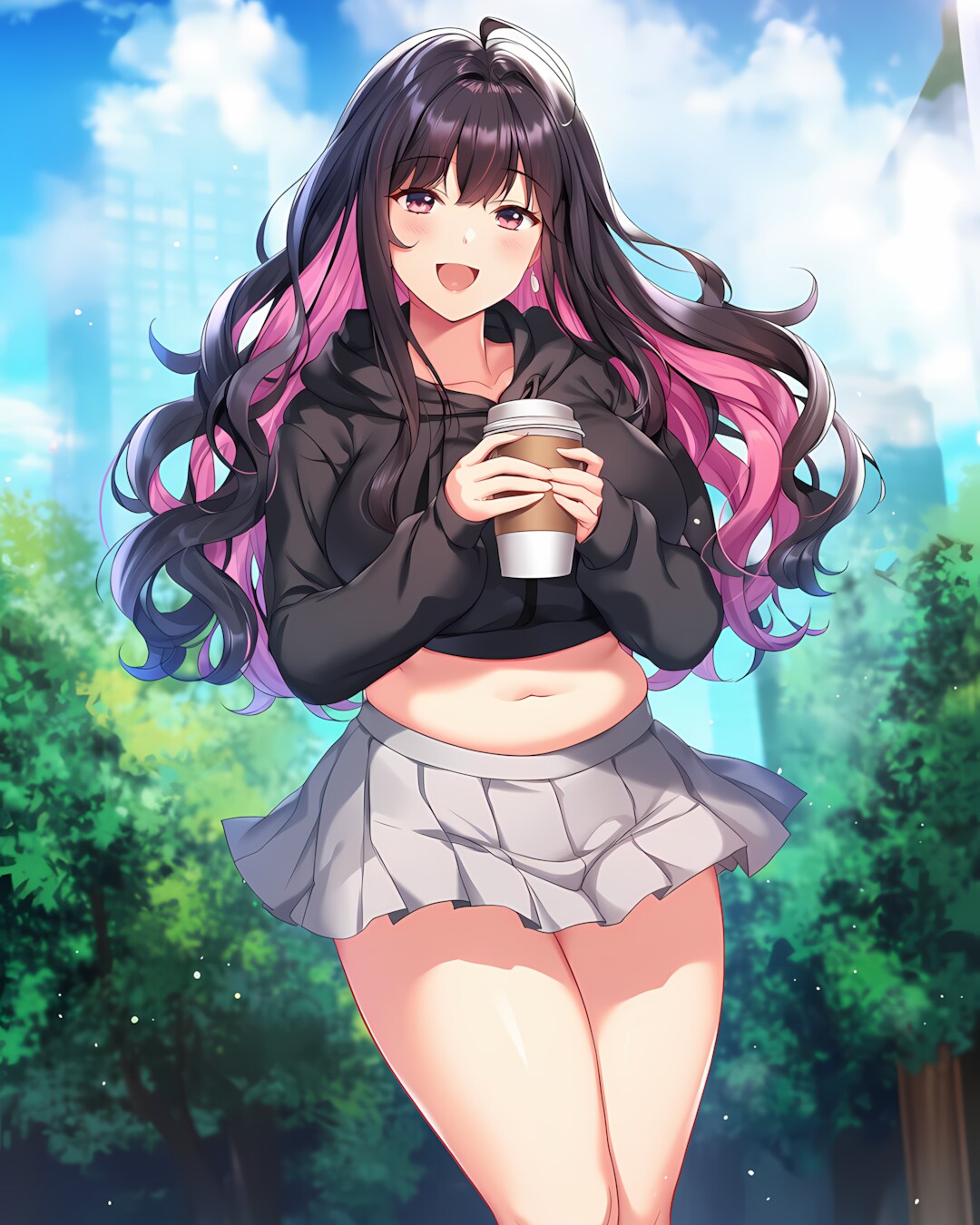 朝の公園で待ち合わせ☕️✨リナ | の人気AIイラスト・グラビア