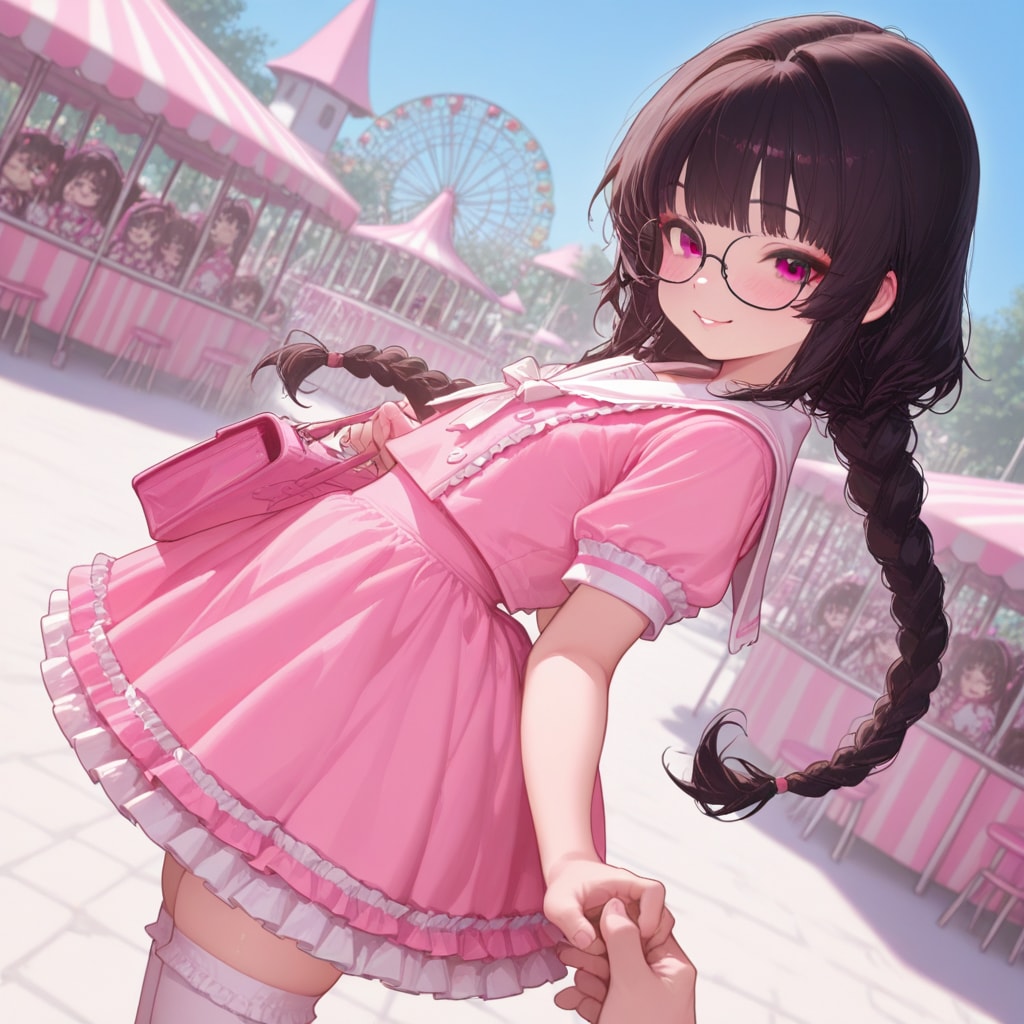 三つ編みちゃんと遊園地デート | の人気AIイラスト・グラビア