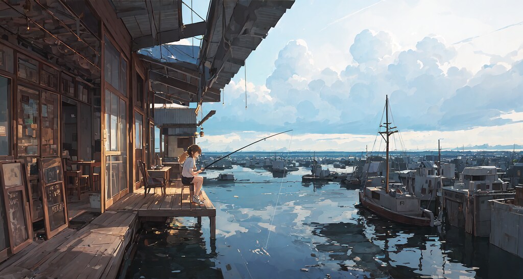 釣りをする少女④