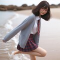 眼鏡女子 楓の波打ち際 10枚目