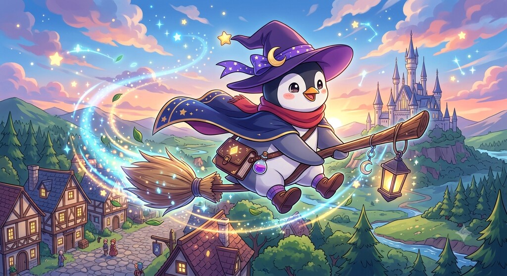 空飛ぶ魔女のペンギン