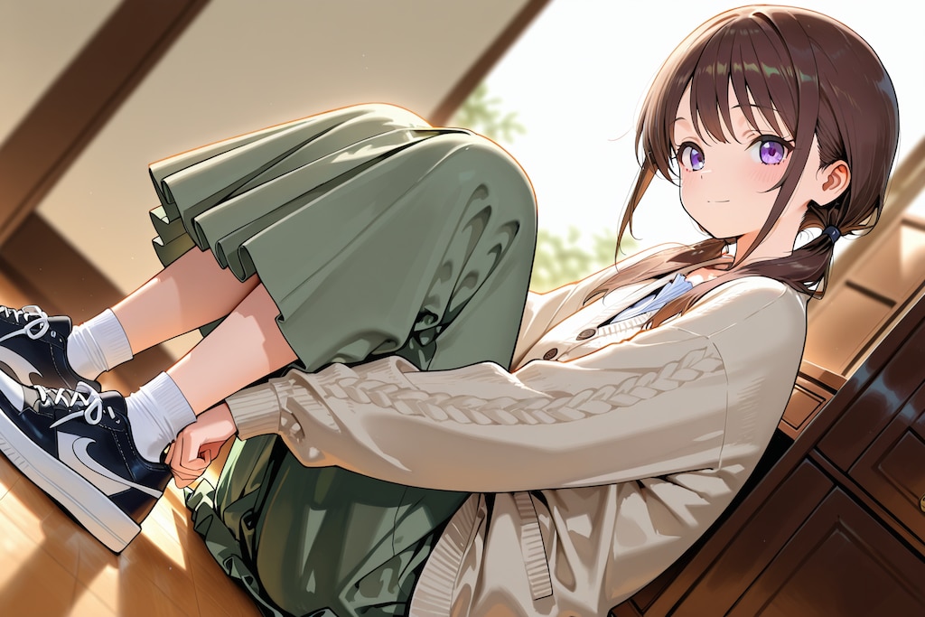 靴を履こうとしているけど、たぶん室内！！そして見覚えのあるロゴ。。