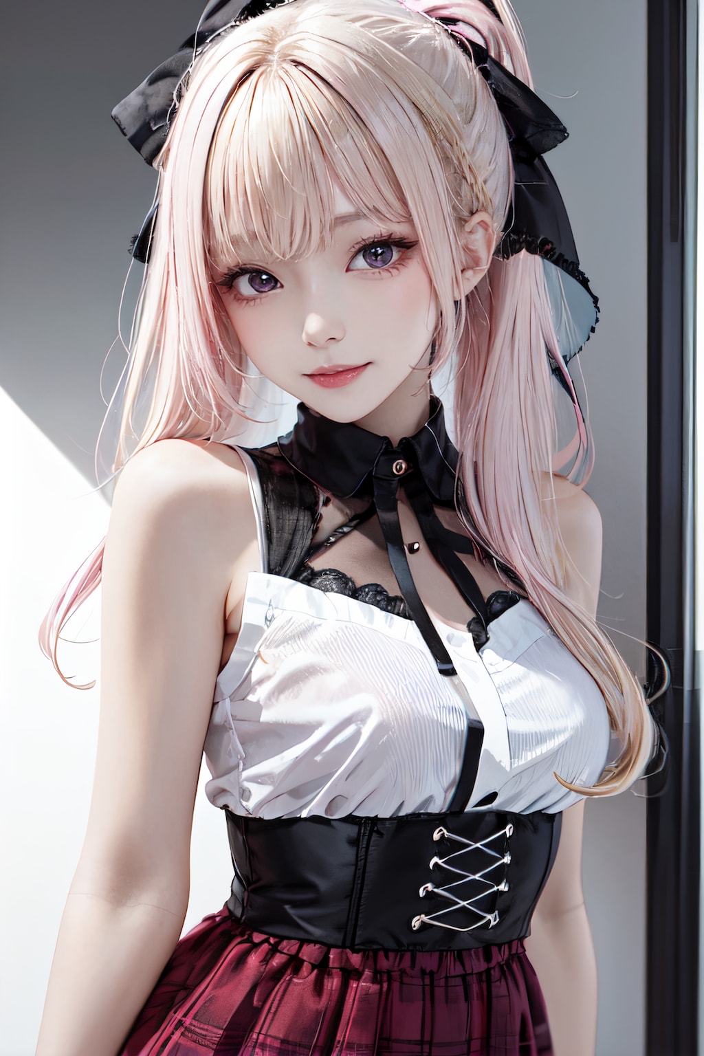 blonde&pinkポニテ