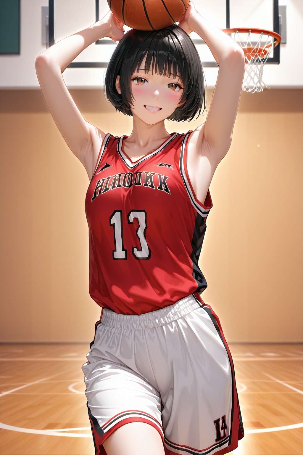 試合中のバスケ先輩