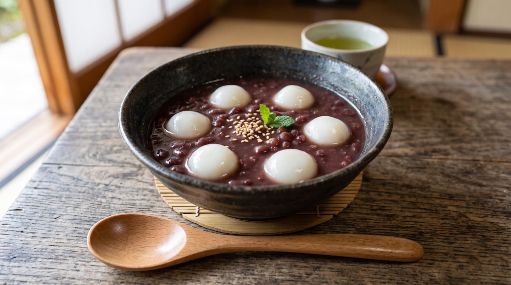 冷やし白玉善哉を運ぶえらいこっちゃ嬢