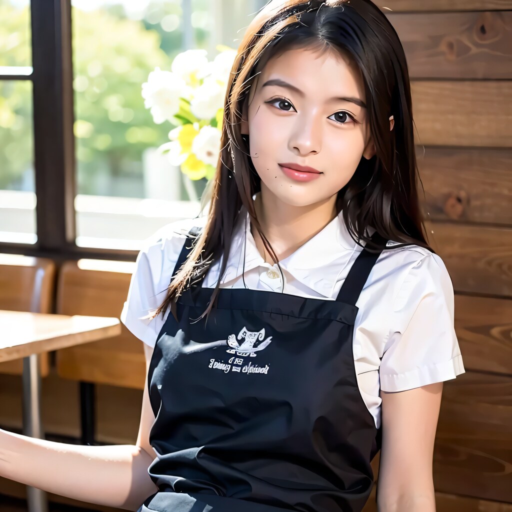 黒髪ロングでカフェの美女４０